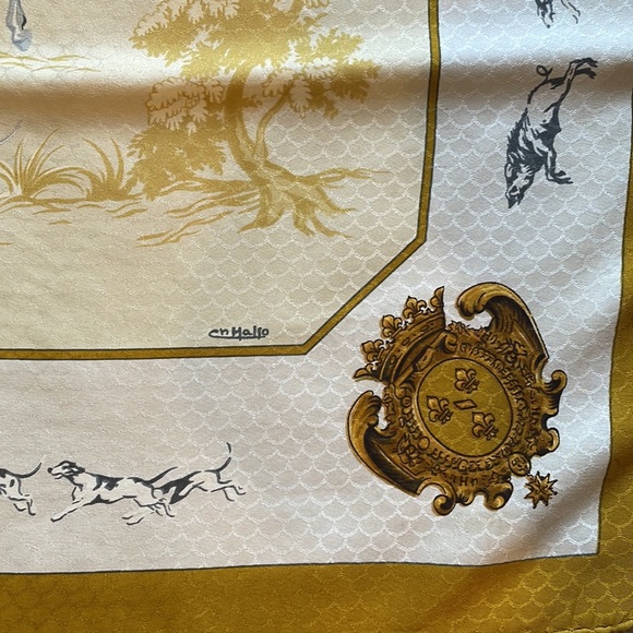 VINTAGE Hermes Silk Scarf Venerie Des Princes 1957 Silk Twill Charles Hallo - Picture 3 of 8
